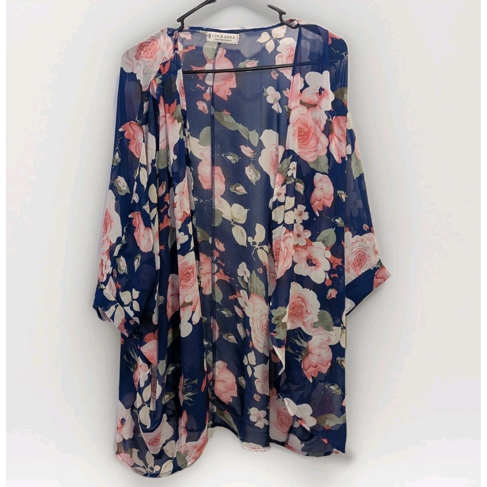 Coastal Cottagecore Floral Kimono Cardigan Sheer Boho Duster Jon & Anna Large